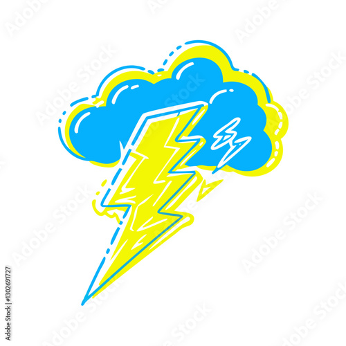 Lightning bolt icon with cloud, energetic weather concept