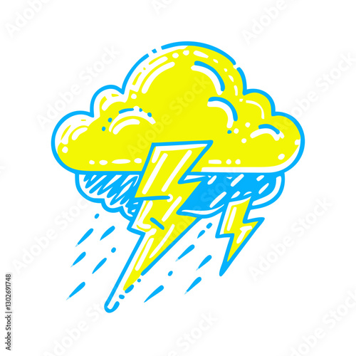 Lightning strike icon with cloud, weather energy concept