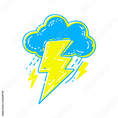 Lightning strike icon with cloud, weather phenomenon concept