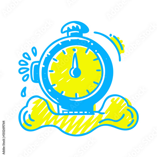 Colorful timer icon indicating low pressure with splashes, weather concept