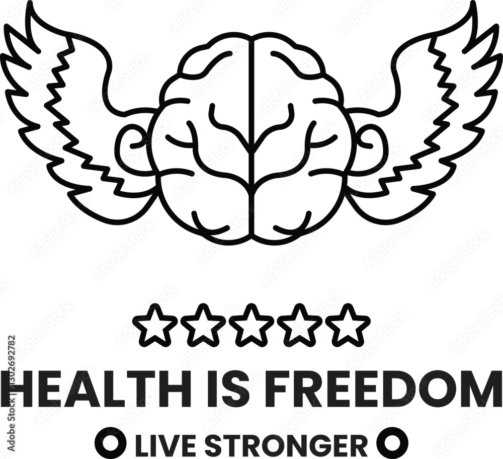 Obraz premium A brain with wings and stars