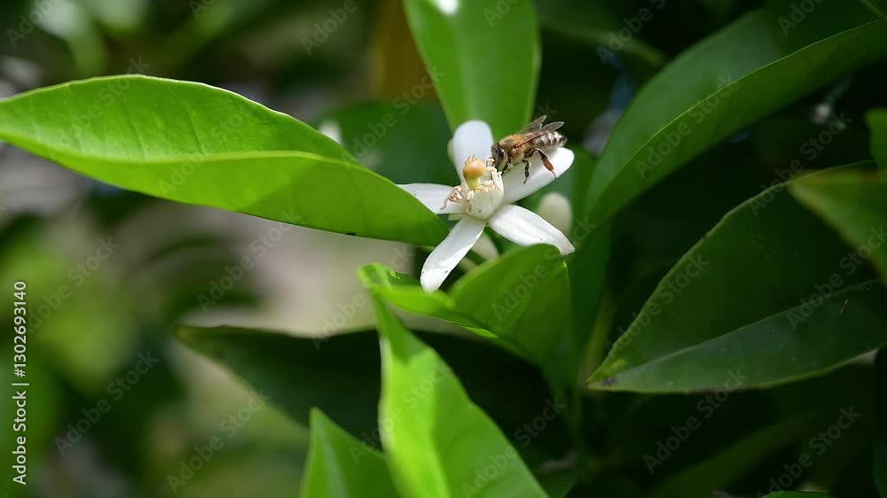 A bee is crawling on a flower A bee is crawling on a flower