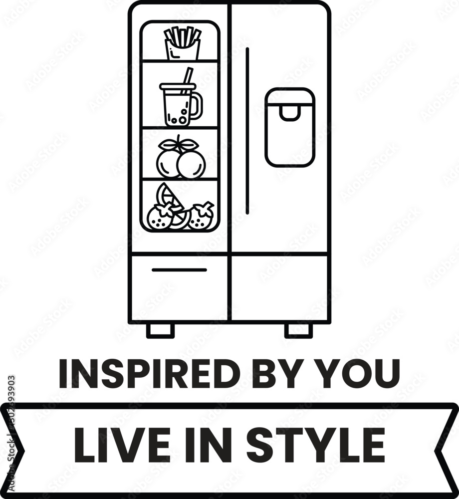 Fototapeta premium A refrigerator with a white background and a black border