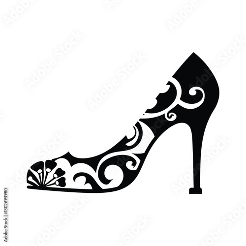 Ladies shoes vector silhouette clipart on a white background