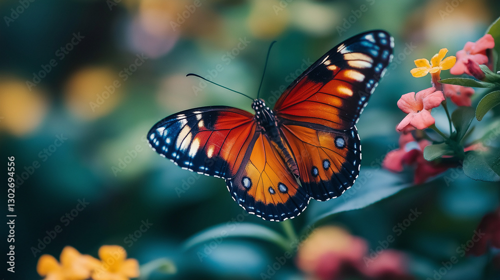 Naklejka premium Mesmerizing Iridescent Butterfly with Exquisite Patterns photography