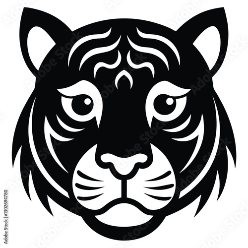 Sorrowful Tiger Face Silhouette for Creative Art