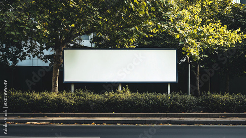 Mockup Large white blank, empty billboard or white promotion poster displayed on the outdoor in park, Promotion information for marketing announcements and details photo