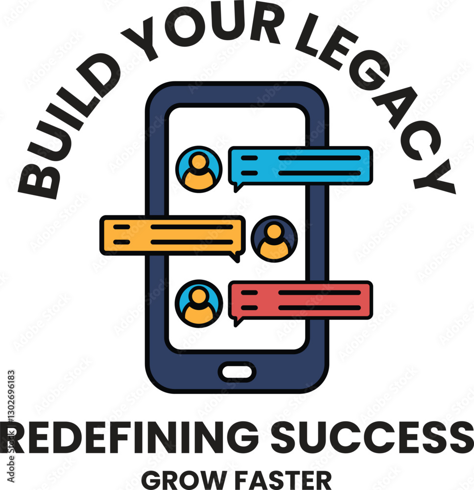 Fototapeta premium A phone with a blue screen and a red and orange chat bubble