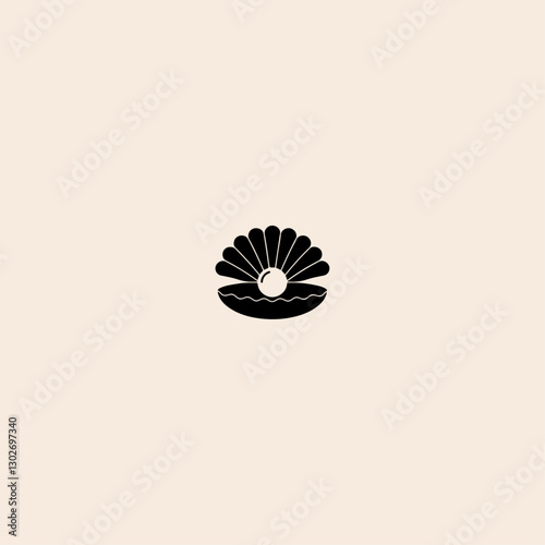pearl in oyster shell icon flat vector design. 
