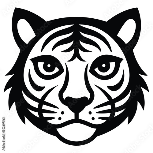 Dejected Tiger Face Silhouette for Artistic Art