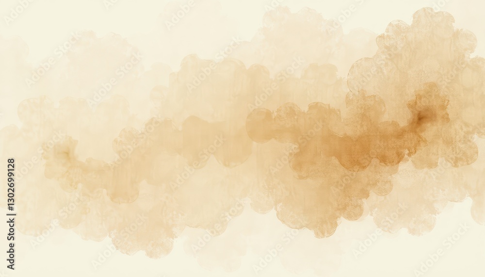 Obraz premium : Unique Abstract Watercolor Painting in Beige, Brown, and Cream Colors on White Background. A watercolor painting of a cloud formation.