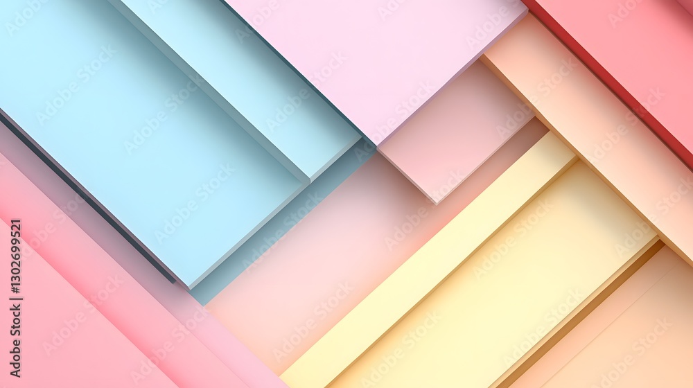 Fototapeta premium Abstract design featuring geometric layered colorful and pastel elements