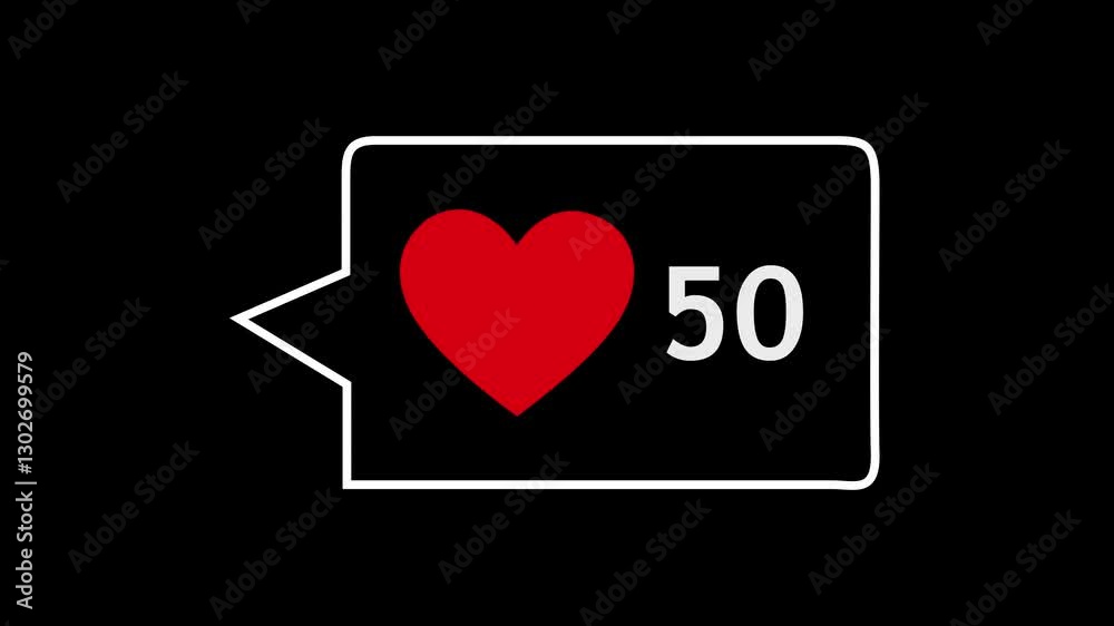 abstract Speech bubble with a heart icon and counting up. Social media followers - Counting up 0 to 100 animation on transport background. 4k motion graphic animation. abstract Speech bubble with a heart icon and counting up. Social media followers - Counting up 0 to 100 animation on transport background. 4k motion graphic animation.