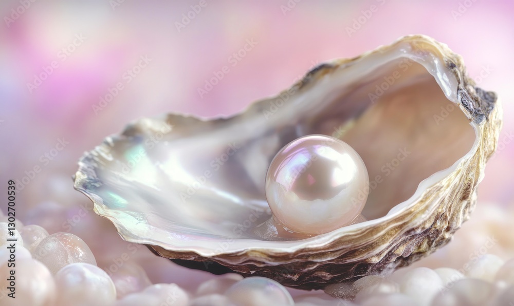 pearl nestled in an oyster shell, set against a soft pastel background with gentle lighting to highlight its iridescent sheen and delicate texture pearl nestled in an oyster shell, set against a soft pastel background with gentle lighting to highlight its iridescent sheen and delicate texture