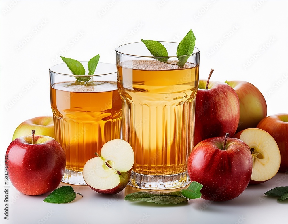 Apple cider drinks in various glasses refreshing fruit beverages Apple cider drinks in various glasses refreshing fruit beverages