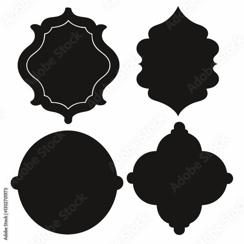 black and white vintage dividing shapes Border vector illustration