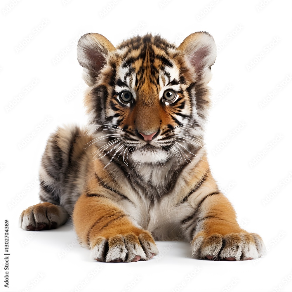 Adorable Young Tiger Cub with Striking Fur Patterns and Eyes Adorable Young Tiger Cub with Striking Fur Patterns and Eyes