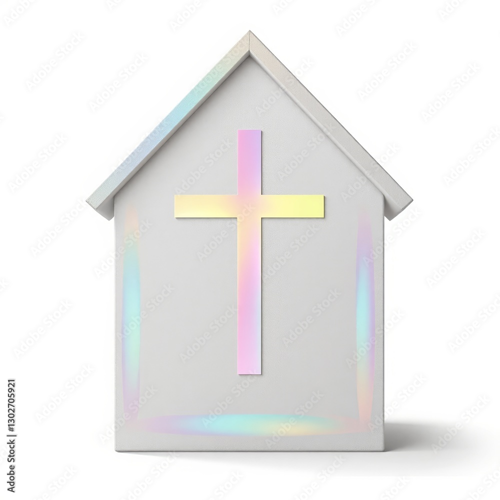 Obraz premium Colorful cross on a grey house model