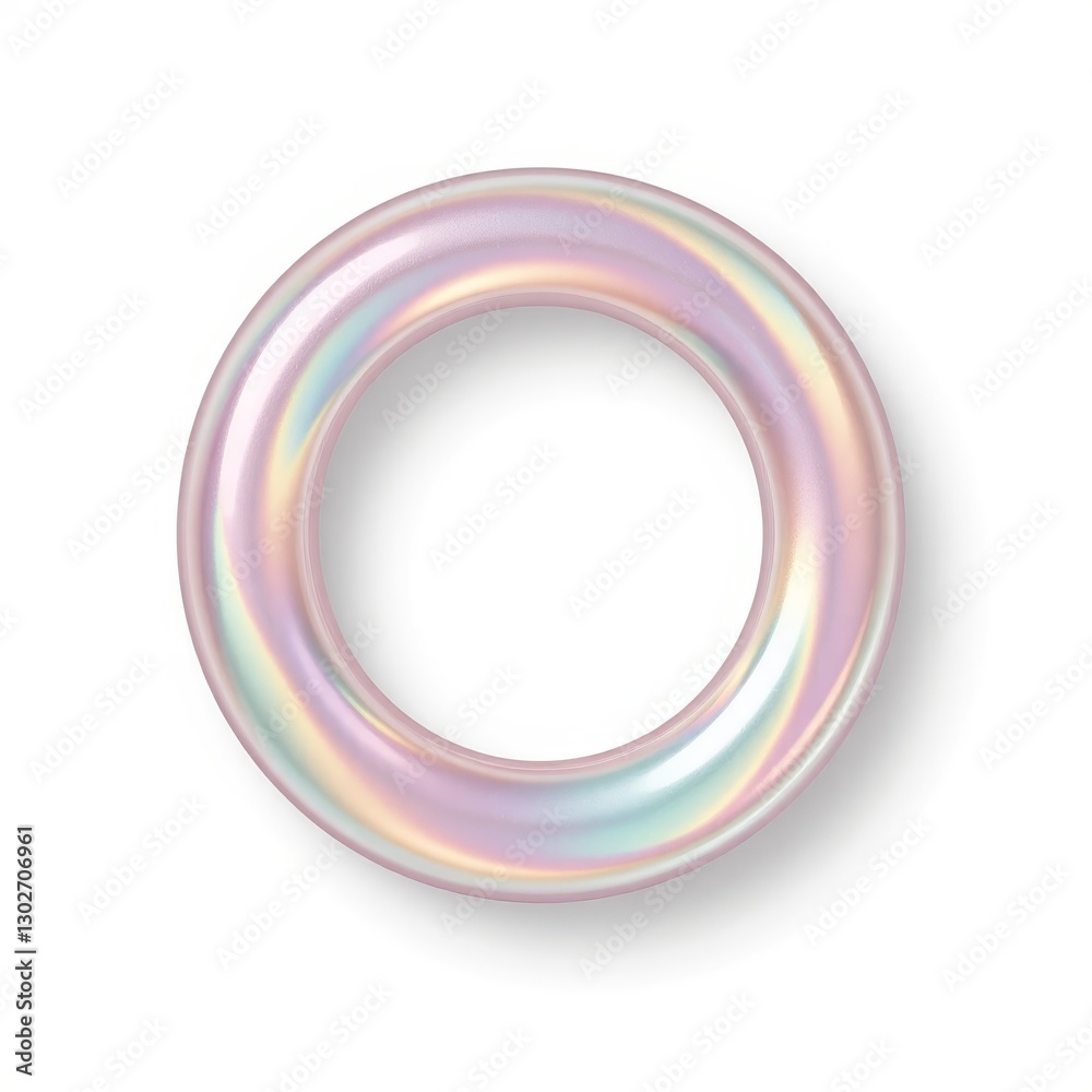 Iridescent round ring on white background Iridescent round ring on white background