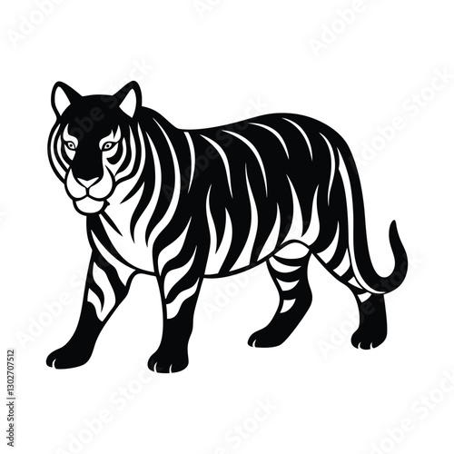 Tiger silhouette stalking in jungle vector icon design