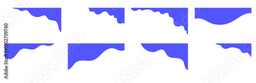 Set of Modern Wavy Blue Website Header Templates with Organic Fluid Shapes for Creative Web Design
