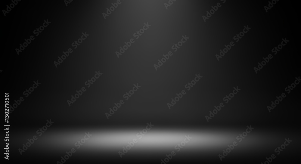 Photorealistic Studio Background in Grayscale with Spotlight and Gradient Photorealistic Studio Background in Grayscale with Spotlight and Gradient