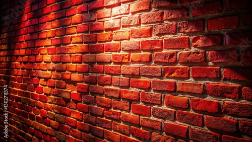 Moody Red Brick Wall Texture - Low Light Photography Stock Photo