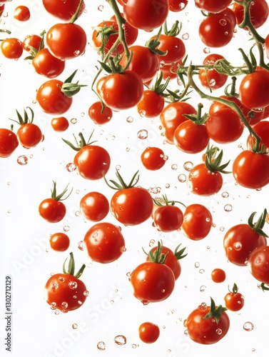 Fresh Cherry Tomatoes with Water Droplets - Vibrant Produce for Healthy Eating and Nutrition