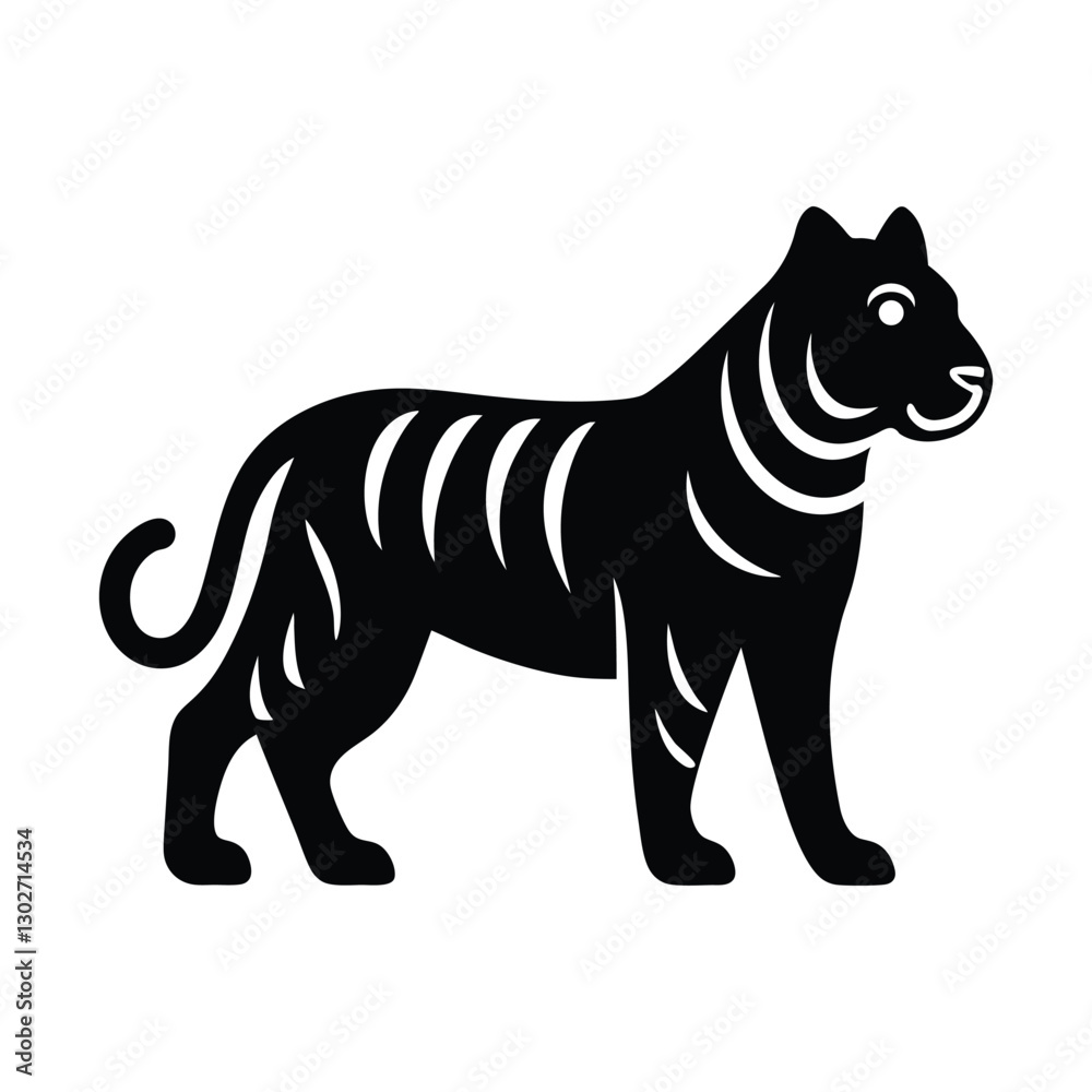 Alert tiger standing silhouette icon vector design Alert tiger standing silhouette icon vector design