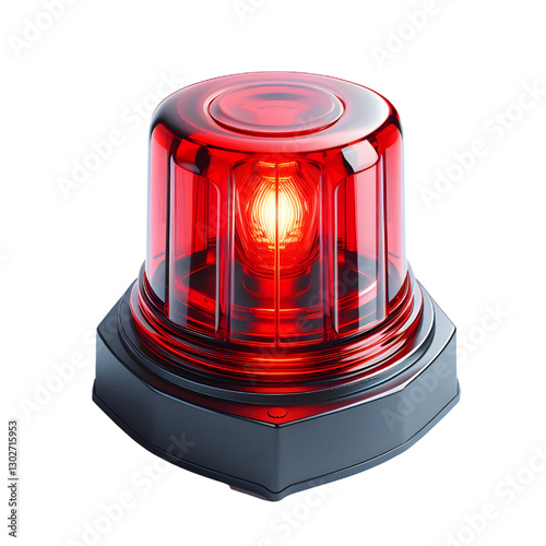 Red siren light isolate on White background