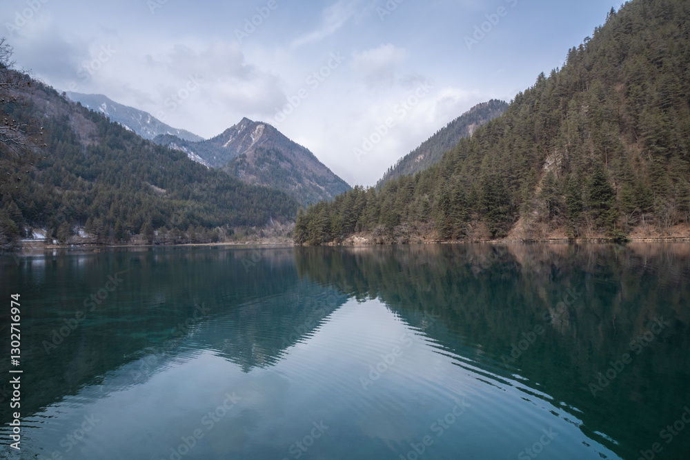Mirror Lake locate in Jiuzhaigou, Sichuan Province, China
