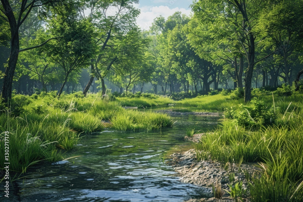 Flawless Visual of Meandering River Through a Grassy Landscape Flawless Visual of Meandering River Through a Grassy Landscape