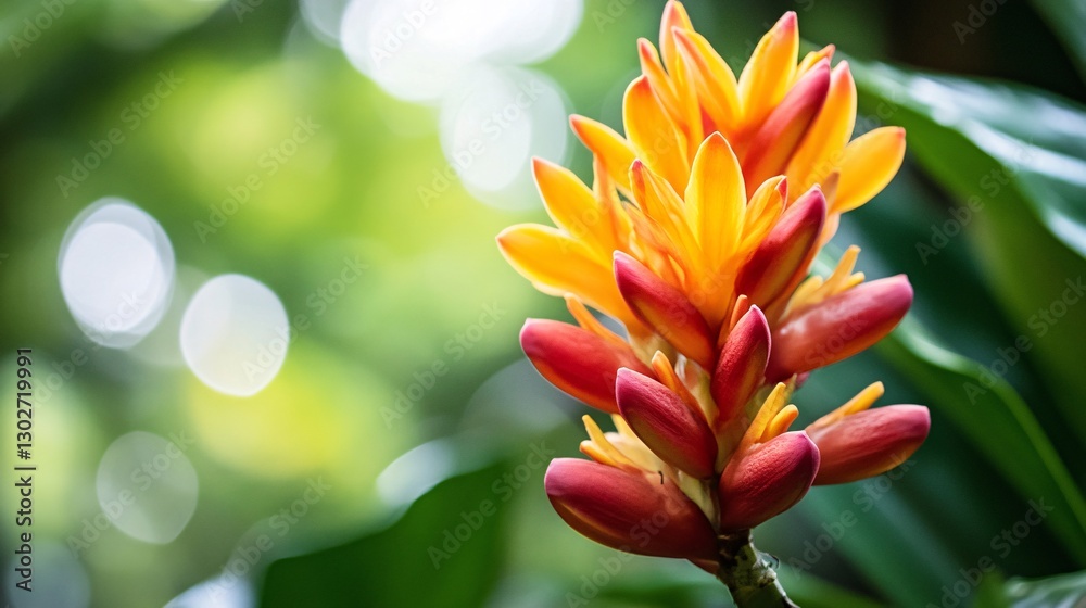 Fototapeta premium Vibrant flower blooming in lush jungle nature photography close-up view tropical concept