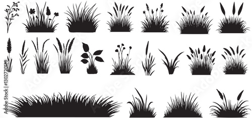 Grass silhouette vector Grass icon vector