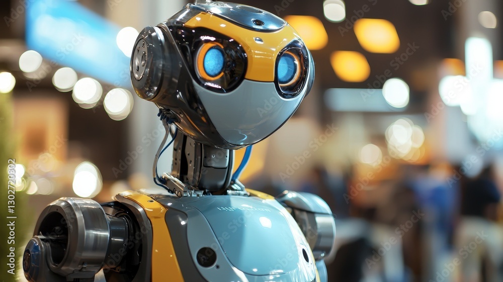 Friendly robot with vibrant colors and glowing eyes Friendly robot with vibrant colors and glowing eyes