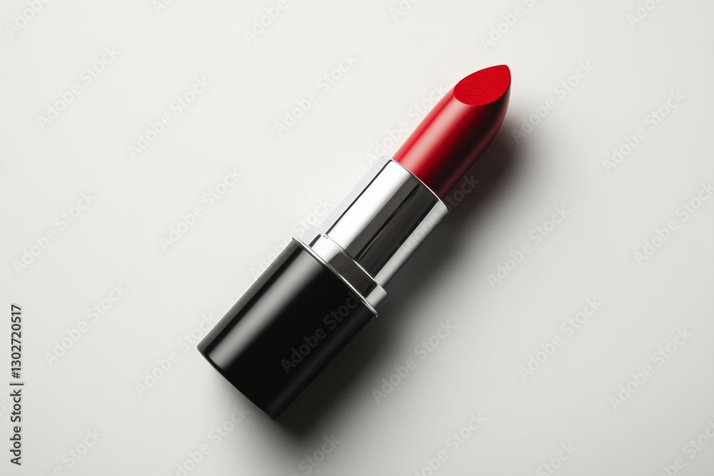 Obraz premium Vibrant red lipstick on solid white background. Neural network AI generated