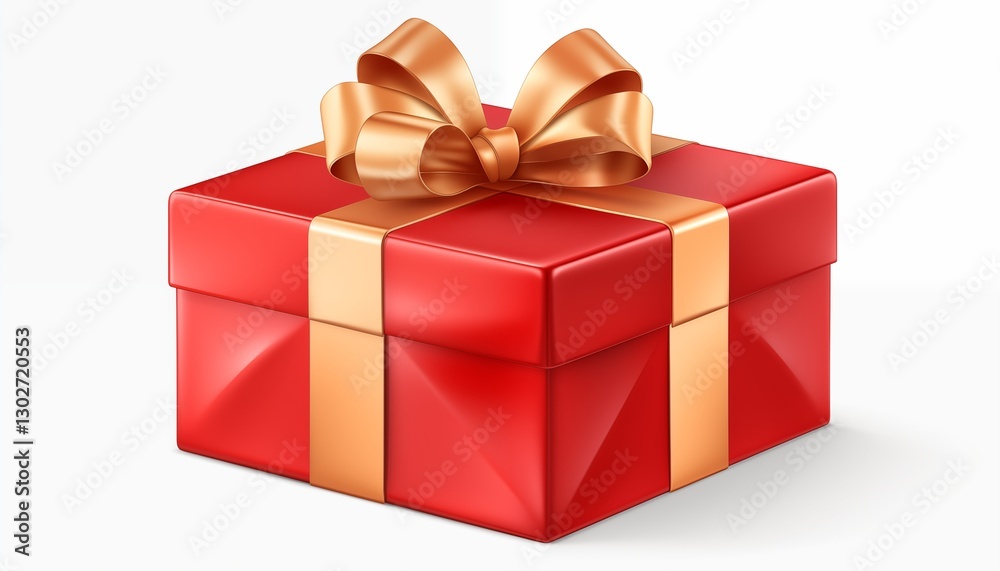 Obraz premium red gift box with gold ribbon and red silk