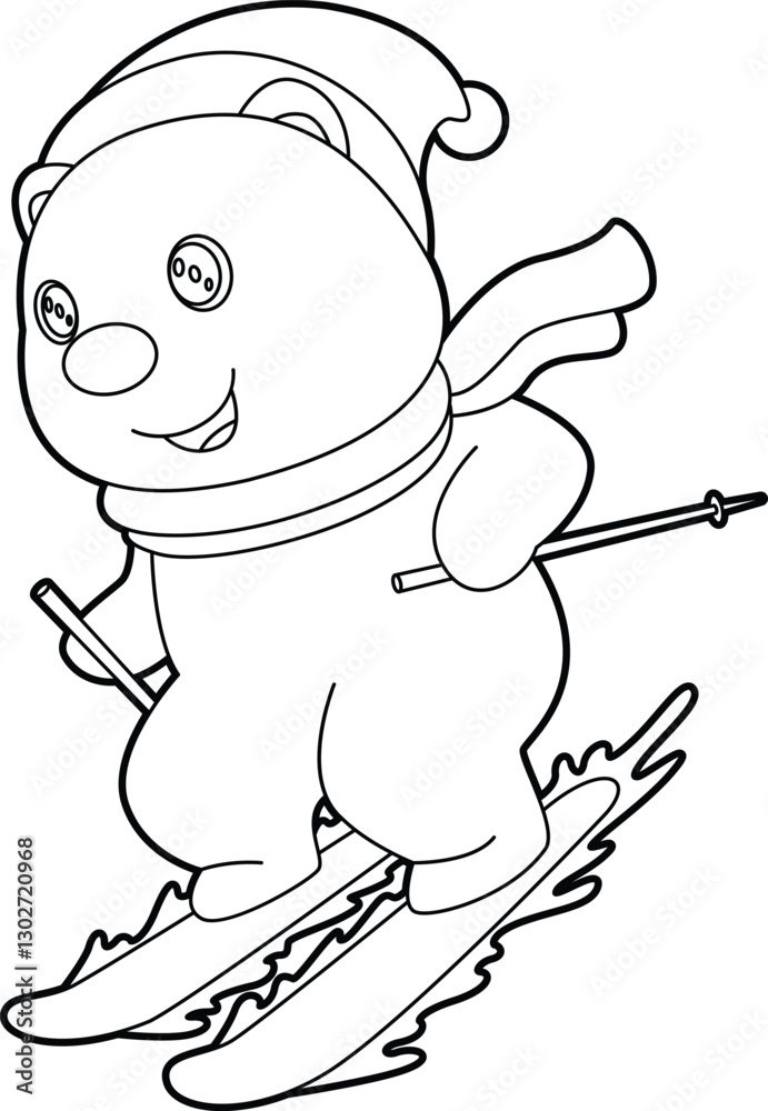 Fototapeta premium Bear Christmas Ski Animal Vector Graphic Art Illustration