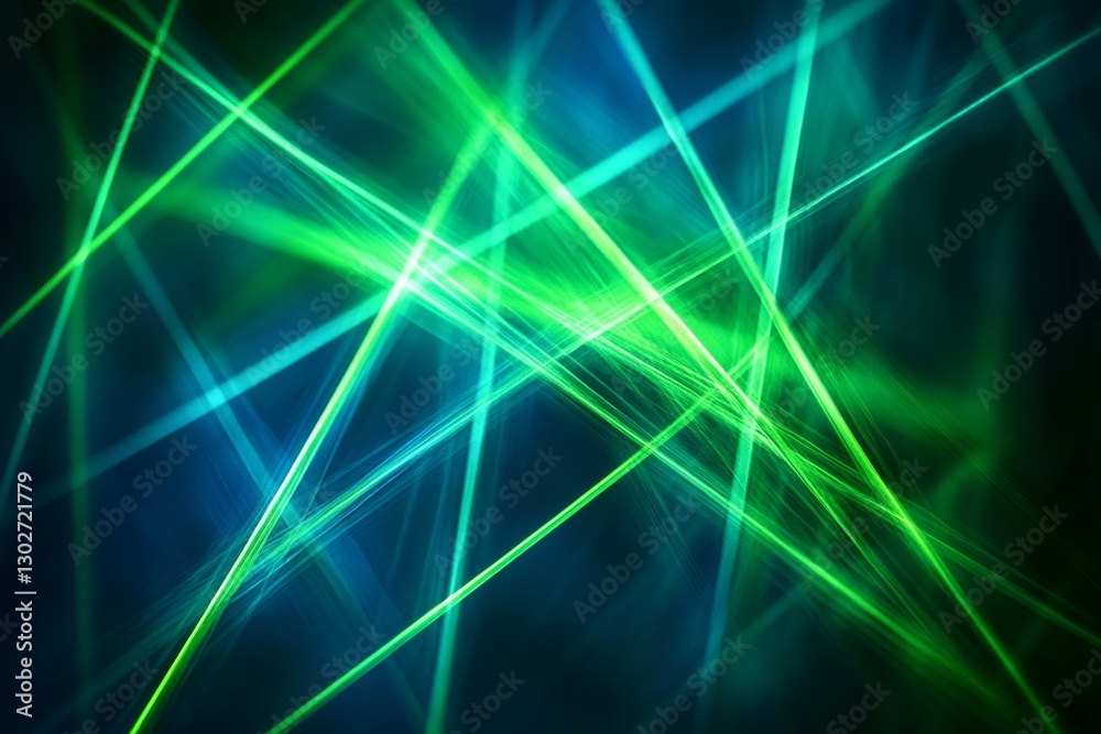 Green and blue laser beams creating a dynamic abstract light pattern Green and blue laser beams creating a dynamic abstract light pattern