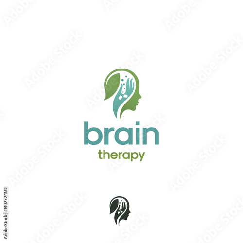 BRAIN THERAPY pharmaceutics clinic psychology hypnosis psychotherapy vector logo