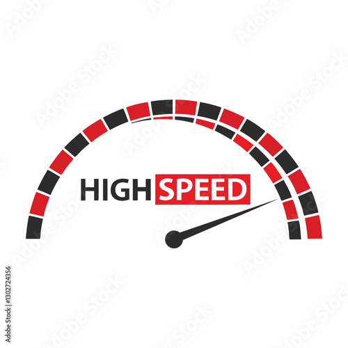Speedometer Vector Icon with High Speed Text.