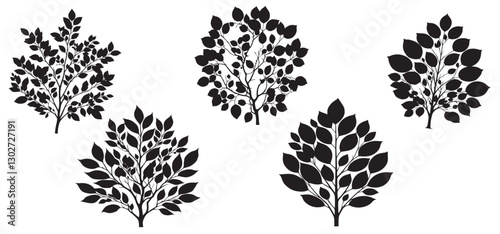 Decorative tree set vector illustration