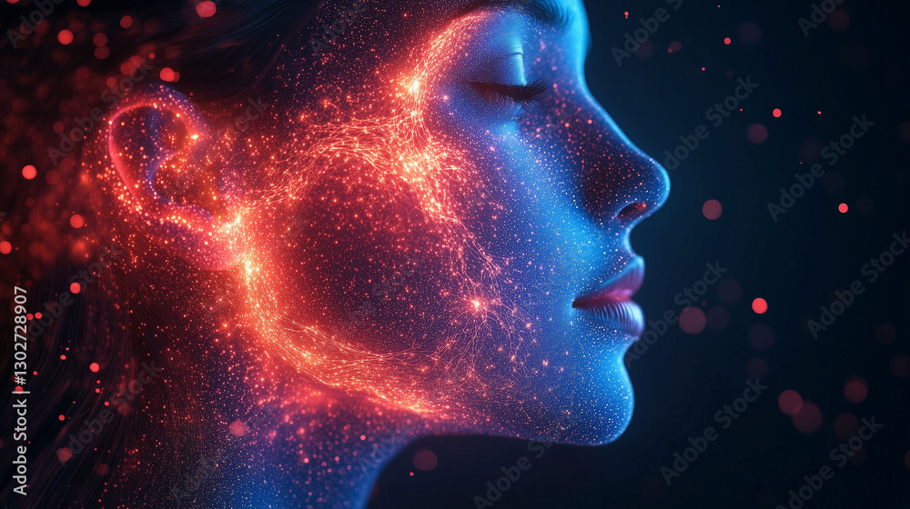Obraz premium Futuristic neural mapping of emotions in a digital art style, symbolizing artificial intelligence and cognition