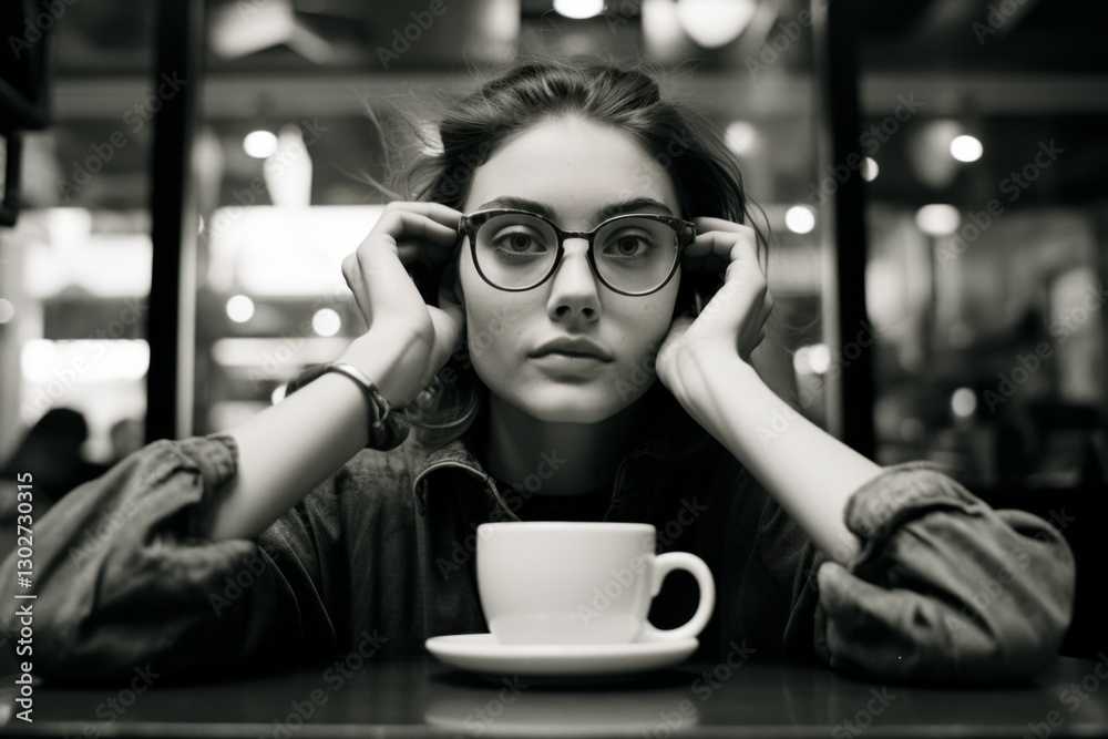 Thoughtful Woman in a Cafe