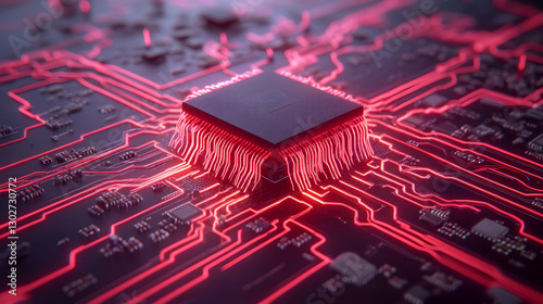 Cybersecurity Threat Symbol on Circuit Board – Malware and Hacking Concept