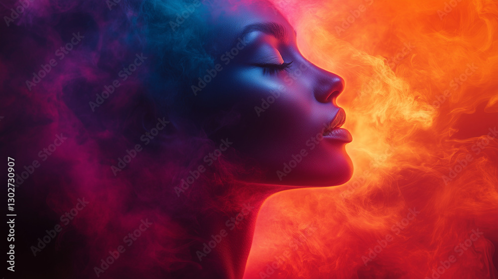 Surreal portrait with a fiery aura symbolizing emotional energy and transformation Surreal portrait with a fiery aura symbolizing emotional energy and transformation
