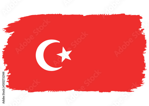 The flag of Turkey. Hand-painted flags. Ink effect. The brush effect.