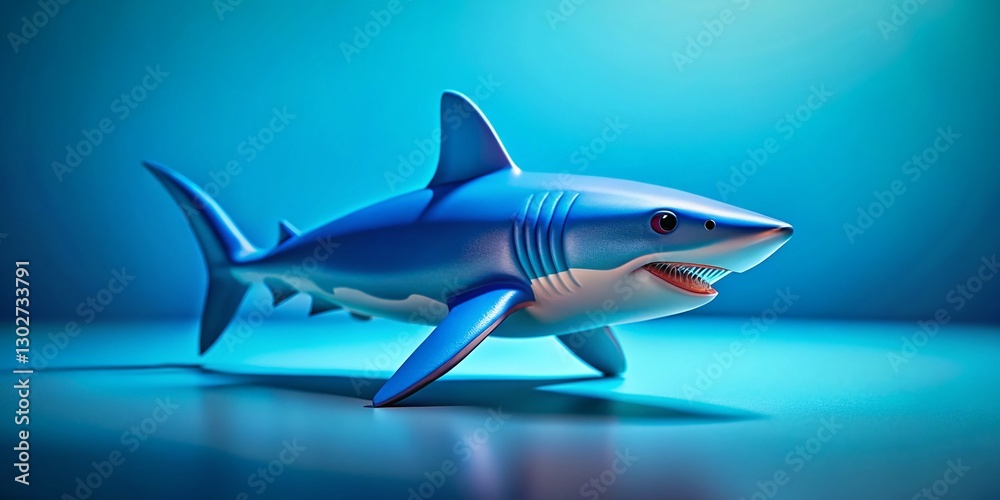 Obraz premium Playful Toy Shark on Blue: 3D Rendered Stock Photo