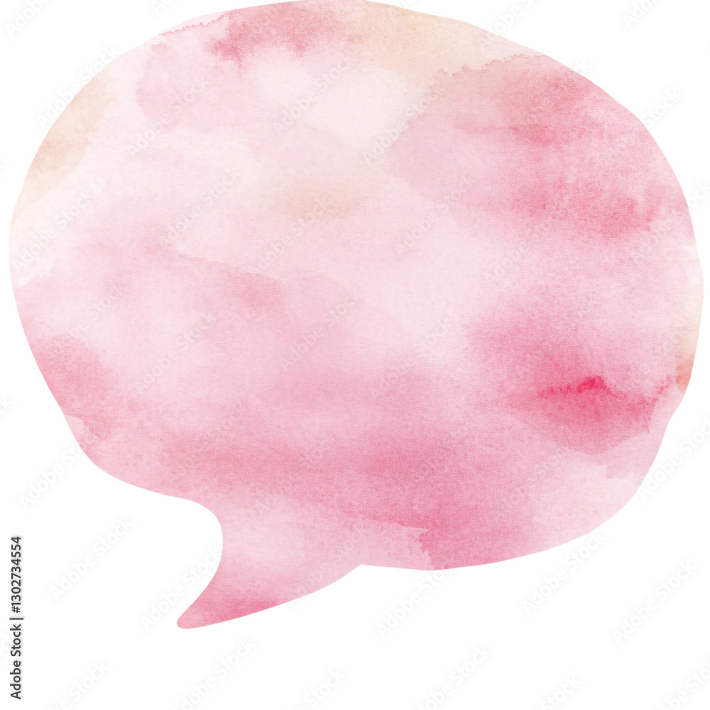 Watercolor speech bubble illustration on transparent background. Design element for communication, text, dialog, message and graphic design