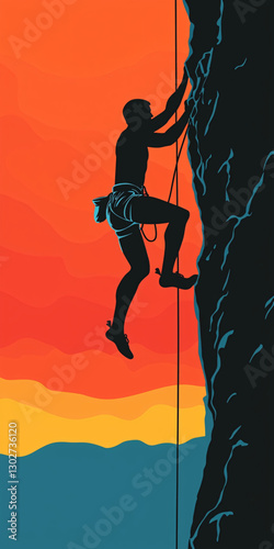 Rock Climber silhouette illustration for sports, adventure and fitness projects